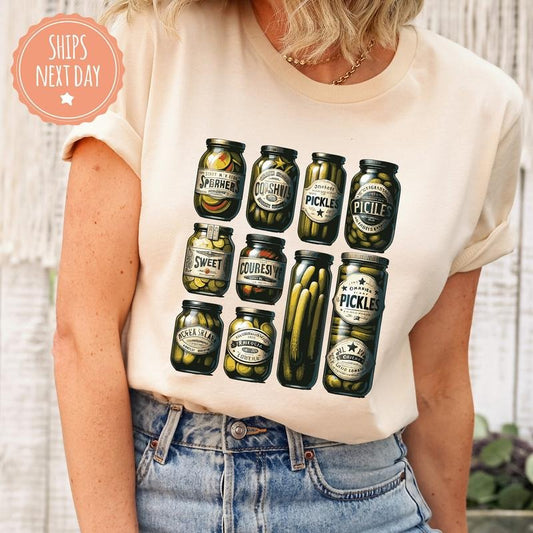 Vintage Canned Pickles Shirt - Canning Season Tshirt - Homemade Pickles Tee - Pickle Lover Gift - Pickle Jar Shirt For Women