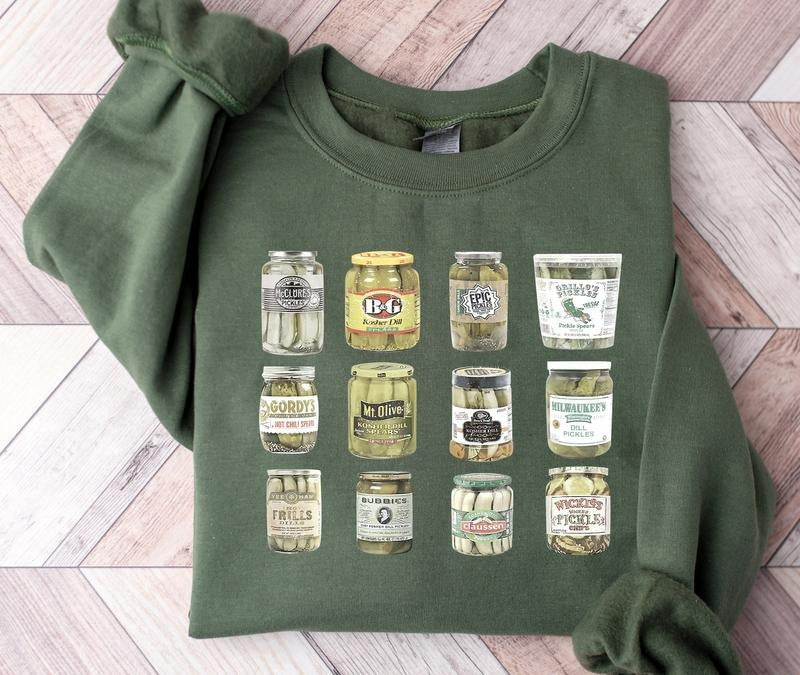 Vintage Canned Pickles Sweatshirt Canning Season Sweatshirt Pickle Lovers Sweater Homemade Pickles Sweaterpickle Jar Crewneck Sweatshirt
