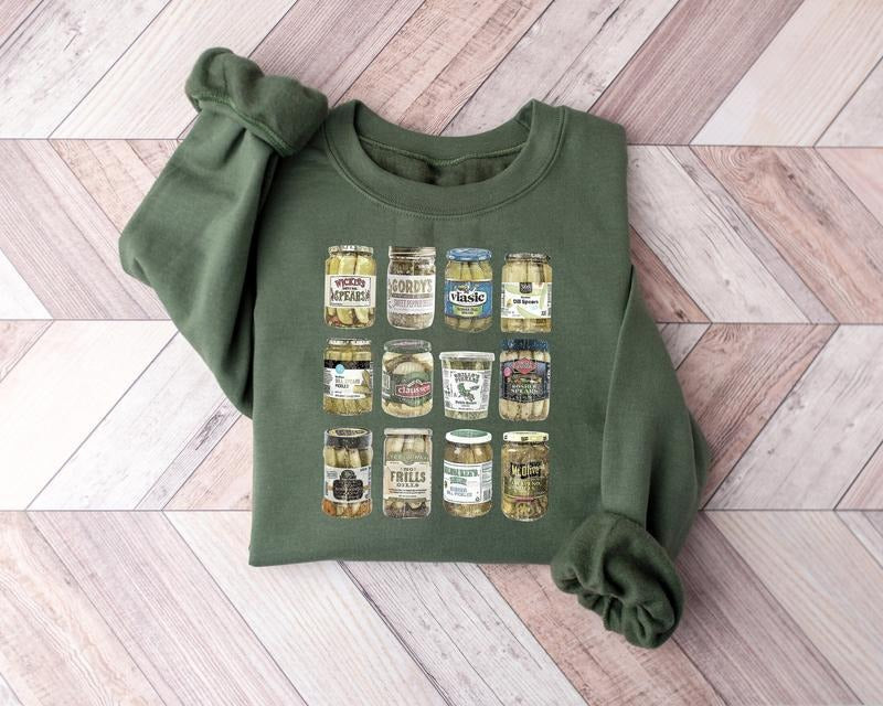 Vintage Canned Pickles Sweatshirt Pickle Shirt Viral Pickle Sweatshirt Pickle Lovers Shirt Pickle Crewneck Sweatshirt Canning Shirt