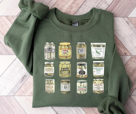 Vintage Canned Pickles Sweatshirt, Canning Season Sweatshirt, Pickle Lovers Sweater