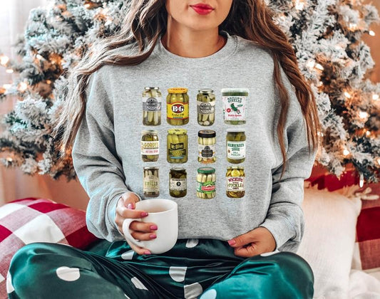 Vintage Canned Pickles Sweatshirt, Canning Season, Pickle Shirt, Pickle Lovers Sweater, Xmas Christmas Gift Ideas, Homemade Pickles, Pickle Jar Crewneck Sweatshirt, Trendy Clothing