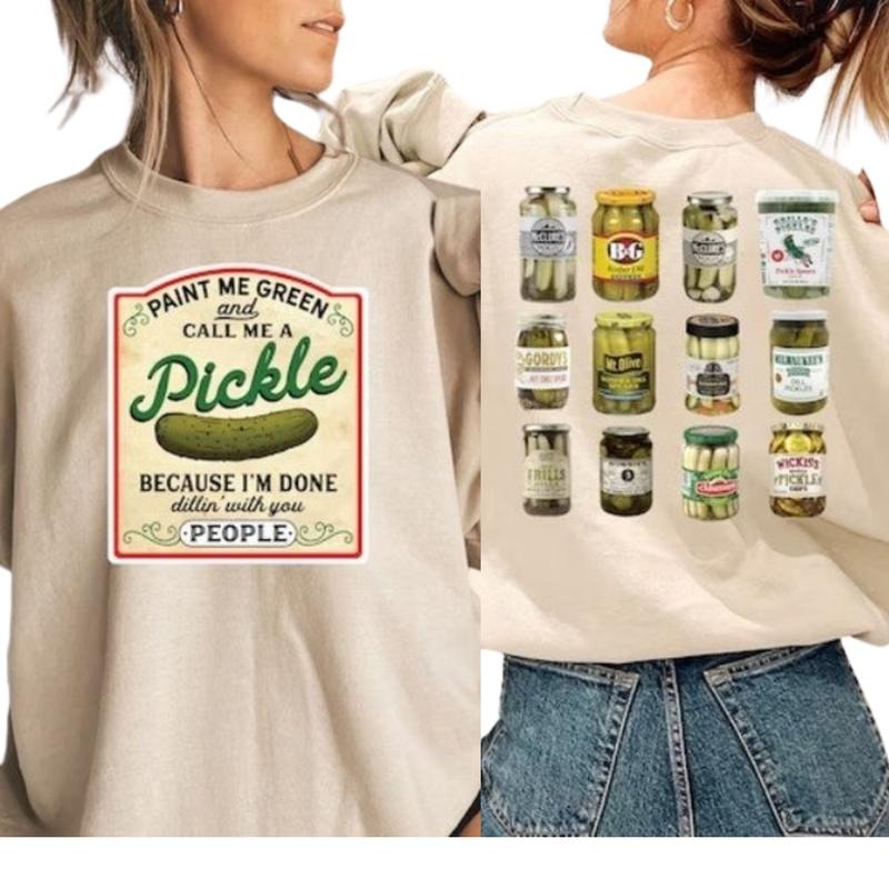 Vintage Canned Pickles Sweatshirt, Pickle Jar Hoodie, Canning Season Sweatshirt, Funny Shirt Crewneck Fabric