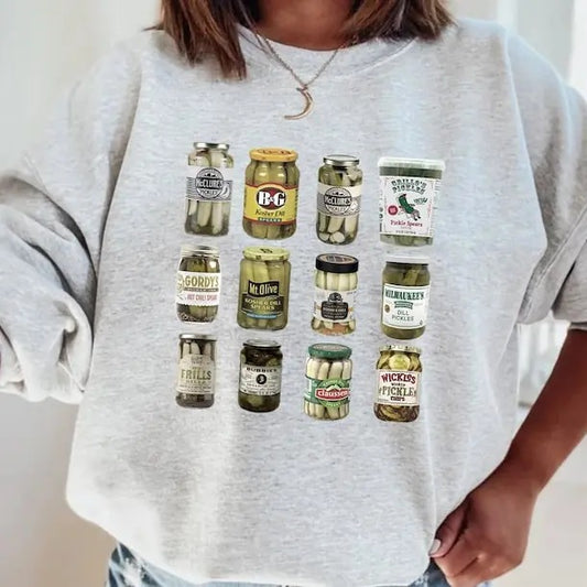 Vintage Canned Pickles Sweatshirt, Pickle Lovers Crewneck Comfort