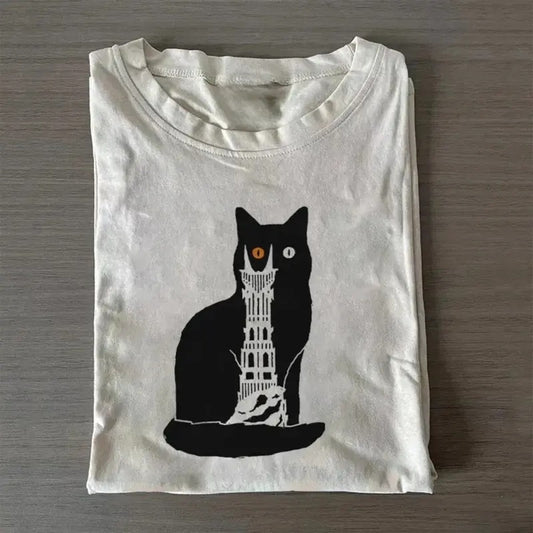 Vintage Cat's Sauron Eyes Graphic Tee - The Lord of The Rings Movie Shirt - LOTR - Middle Earth - Tolkien - Fantasy Rings - Book Lover - Fantasy Novel Menswear Top