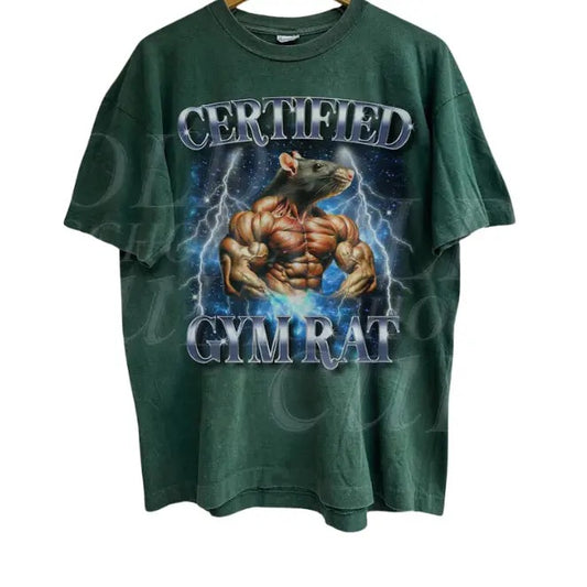 Vintage Certified Gym Rat Funny Vintage 90s Style T-Shirt, Unisex Retro Gym Graphic Tee, Pump Cover Rat Shirt, Gym Lovers Gift, Funny Gym Meme Shirt.