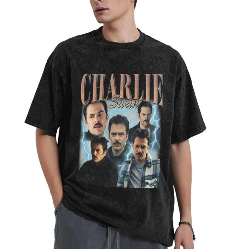 Vintage Charlie Swan 90s T-Shirt, Merch Men Short Sleeve Women Funny Tee, Unisex Tops Womenswear Streetwear