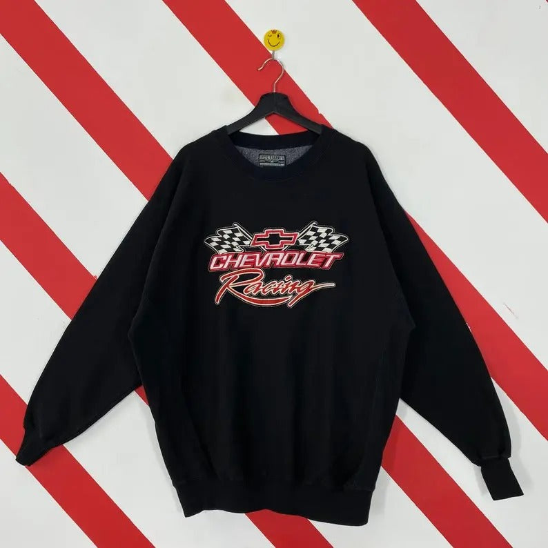 Vintage Chevrolet Sweatshirt Chevrolet Crewneck Chevrolet Racing Sweater Motorsport American Chevrolet Embroidered Logo Cotton Menswear