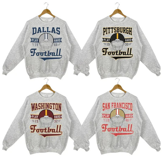 Vintage City Football Sweatshirt Color Sport Grey, Vintage Football Sweatshirt, Football Fan Gift Sweatshirts