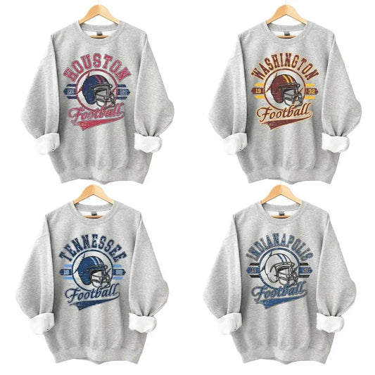 Vintage City Football Sweatshirt Color Sport Grey, Vintage Football Sweatshirt, Football Sweatshirt, Football Fan Gift Sweatshirts