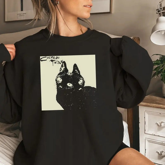 Vintage Cocteau Twin Cat Shirt, Indie Music Apparel, Alternative Tee, Unisex Sweater Pullover Tee