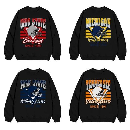 Vintage College All Teams NCAA Football Black Sweatshirt, All Team NCAA Shirt, Sport Crewneck, College FootBall Gift For Fan, Vintage Graphic Tees