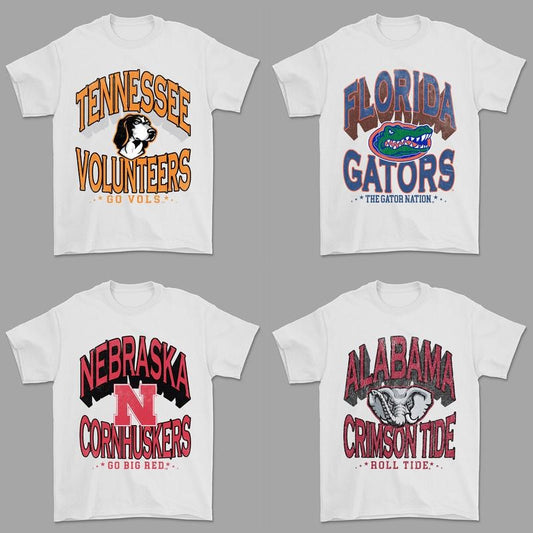 Vintage College All Teams NCAA Unisex T-Shirt, Retro Style College Shirt, Classic Cotton Crewneck, Sports Fans Appeal, Graphic Sports Tees for men