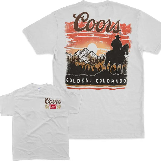 Vintage Coors Sunset in Golden Colorado Shirt, Unisex Tshirt, Women's Tshirt, Men's Tshirt, Menswear Soft Top