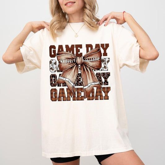 Vintage Coquette Bow Game Day Football Shirt Comfort Colors, Girly Football Tee for Girls, Fall Sports Tshirt for Mom, Game Day Shirt for Women, Touchdown Season T-shirt, Oversized Women's Tops, Casual Womenswear, Comfy Cotton Fabric Fit Chic Style