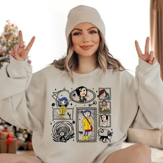 Vintage Coraline Halloween Shirt, Halloween Coraline Shirt, Coraline Movie Shirt, Horror Cartoon Shirt, Retro Cartoon Tee Spooky movie Shirt