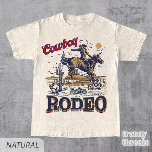 Vintage Cowboy Rodeo T-Shirt, 90s Cowboy Graphic, Retro Western Tee, Relaxed Fit Unisex Shirt, Perfect Wild West Gift, 2000s Style