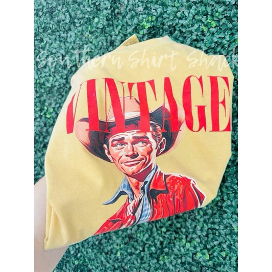 Vintage Cowboy T shirt  | Mustard comfort colors T shirt top