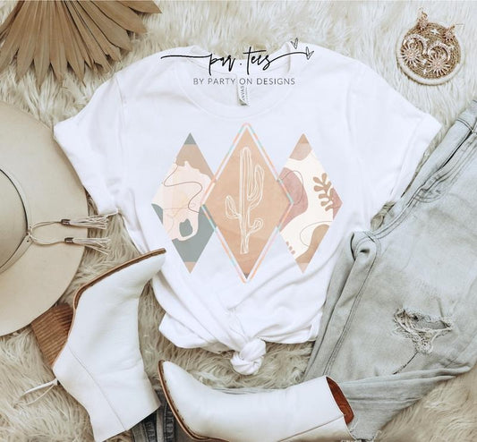 Vintage Cowhide Boho T-shirt Cow Western inspired graphic Tee Southwestern Shirt Printprint Sublimation Bohemian Shortsleeve Summer Top cactus