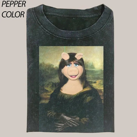 Vintage Cute Piggy Graphic Unisex Shirt, Cartoon Characters T-shirt, Funny Meme Graphic Tee, Valentine's Gift, Gift for Boyfriend Girlfriend's