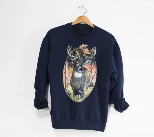 Vintage Deer Stag Wilderness Sweatshirt Deer Lovers Sweatshirt Deer T-Shirt Deer Shirt Deer Sweatshirt Gift For Her Gift For Him Menswear Athleticstyle{n002}2