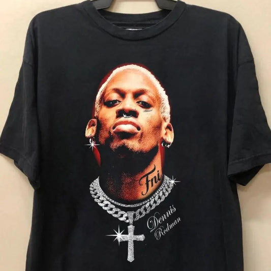 Vintage Dennis Rodman Style Face Tee Graphic Shirt for Men and Women - Underwear, Streetwear