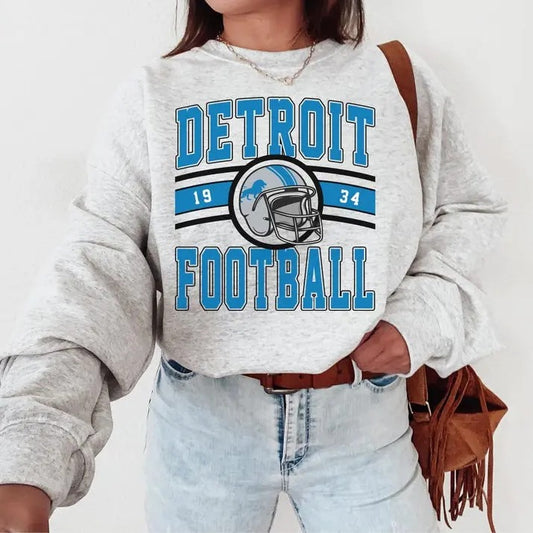 Vintage Detroit Football Crewneck Sweatshirt, Detroit Sweatshirt, Retro Detroit Football Sweatshirt, Detroit Fan Gift...