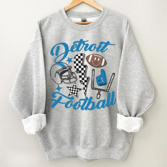 Vintage Detroit Football Crewneck Sweatshirt, The Sweater For Fan Classic Cotton