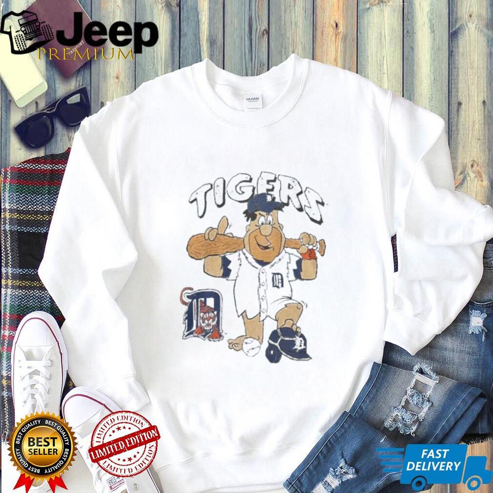 Vintage Detroit Tigers Barney Rubble Flintstones Baseball Graphic T Shirt