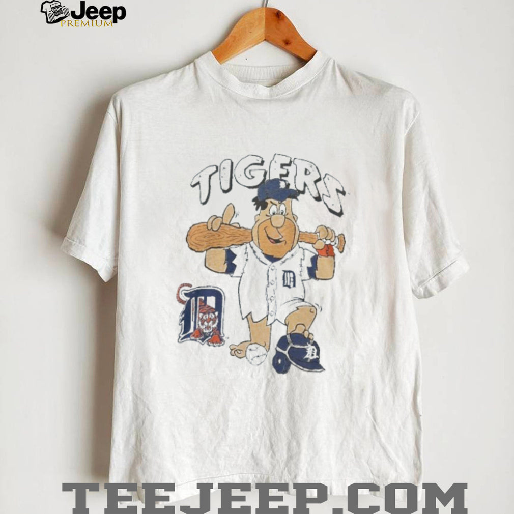 Vintage Detroit Tigers Barney Rubble Flintstones Baseball Graphic T Shirt
