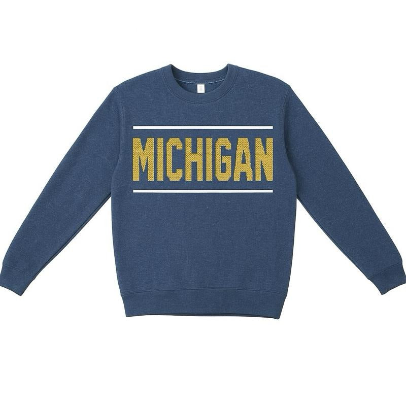 Vintage Detroit style Michigan Sweater Sweatshirt Crew Neck groutfit outfits Crewneck Classic Cotton Fabric Knit Long Overall Ribbed Stylish Pullover Michigan Unisex graphic hoodies Casual Women