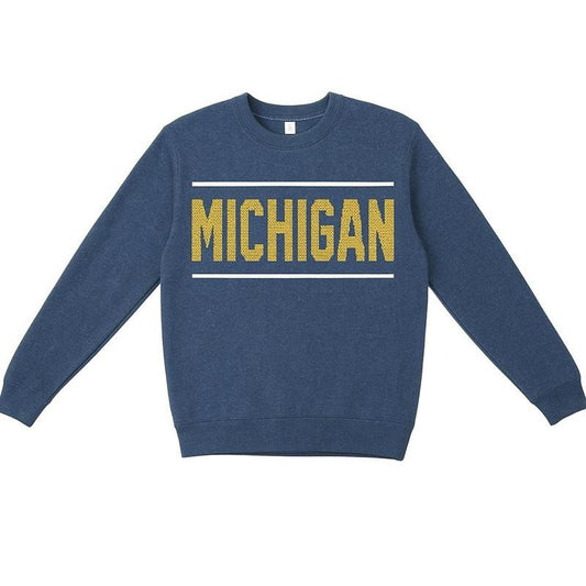 Vintage Detroit style Michigan Sweater Sweatshirt Crew Neck groutfit outfits Crewneck Classic Cotton Fabric Knit Long Overall Ribbed Stylish Pullover Michigan Unisex graphic hoodies Casual Women