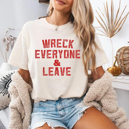 Vintage Distressed Wreck Everyone and Leave Wrestling Match T-Shirt | Unisex Cotton Tee, Short Sleeve, Size S-3XL