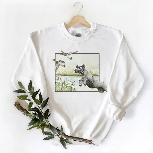 Vintage Dog Hunting Mallard Duck Unisex Sweatshirt Hello Hunting Season Hoodie,  T-shirt, Nature Animal Lover Cotton