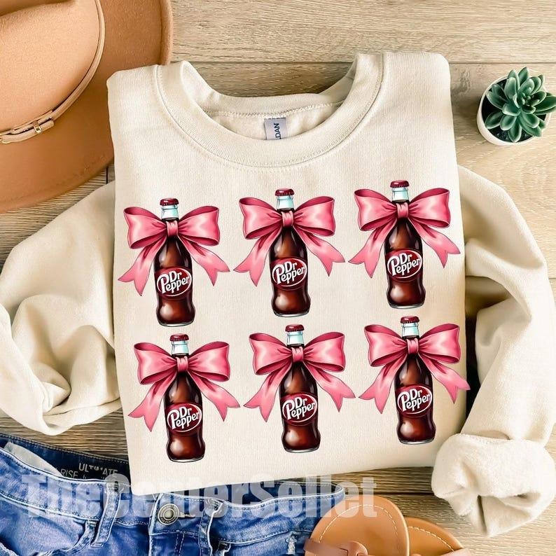 Vintage Dr Pepper Coquette Sweatshirt, Pink Bow Dr Pepper Soda Lover Gift Idea, Diet Giftsstyle{n002}2