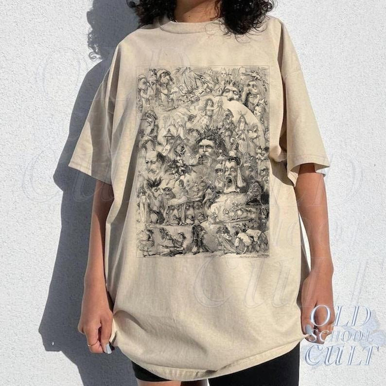 Vintage Dreamy Art Graphic Shirt, Retro Creepy 90s Shirt, Abstract Art Cotton Shirt, Line Art Vintage Tee, Oversized Cool Gift