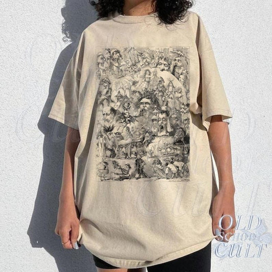 Vintage Dreamy Art Graphic Shirt, Retro Creepy 90s Shirt, Abstract Art Cotton Shirt, Line Art Vintage Tee, Oversized Cool Gift
