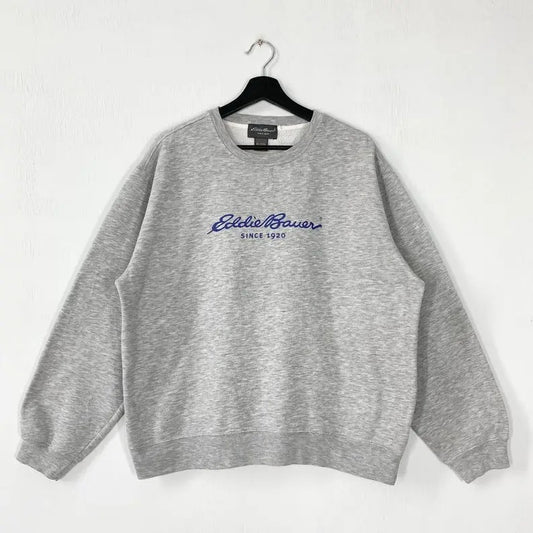Vintage Eddie Bauer Sweatshirt Eddie Bauer Crewneck Eddie Bauer Sweater Pullover Outdoor Outfitters Bauer Print Logo Menswear Athletic Black Collar Tops  Hoodie Casual