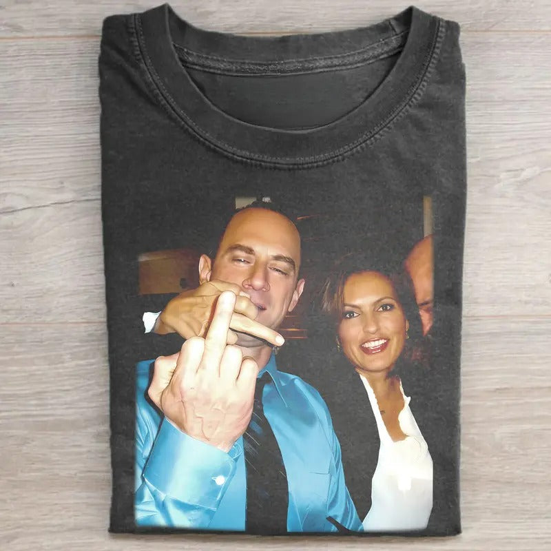 Vintage Elliot Stabler And Olivia Benson Graphic Tee - Law and Order SVU Movie Shirt - Christopher Meloni - Mariska Hargitay - Casual Men's T-Shirt