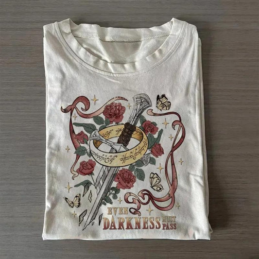 Vintage Even Darkness Must Pass Graphic Tee - I am No Man - The Lord of the Rings Movie Shirt - LOTR Middle Earth Fantasy - Book Lover - Fantasy Novel
