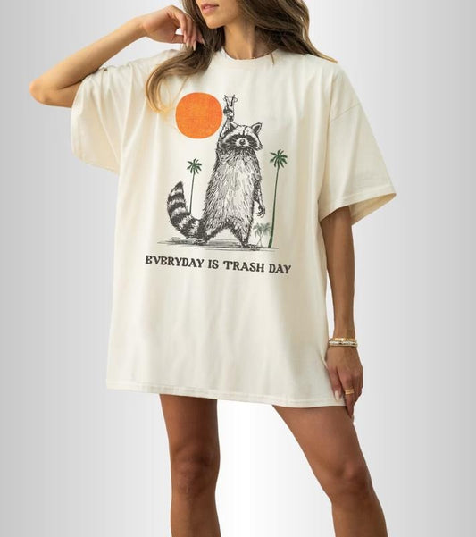 Vintage Everyday Is Trash Day Raccoon T-shirt, funny shirts for women Top Womenswear