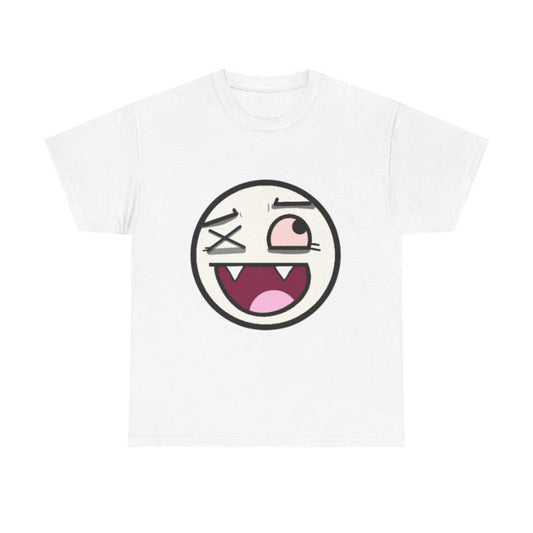 Vintage Face Vampire Emoji Graphic T-Shirt, Winking Face Design, Unisex Casual Streetwear Tee, Funny Cartoon Face Tee for Men and Women