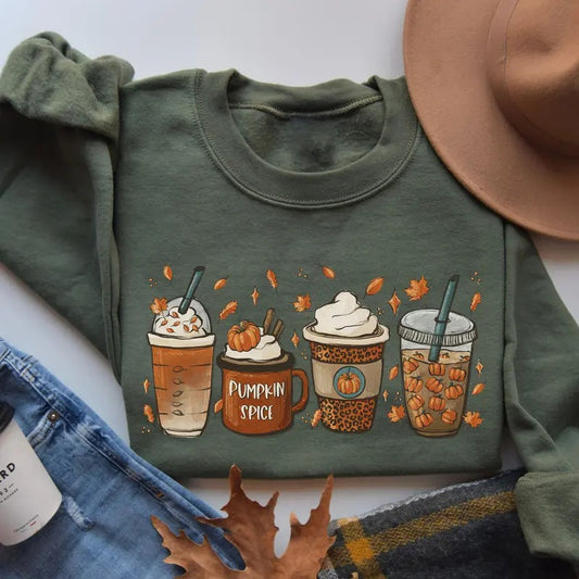 Vintage Fall Coffee Sweatshirt, Autumn Fall Sweater, Pumpkin Season, Pumpkin Spice Sweatshirt, Cute Fall Sweater, Womens Fall Sweater, Coffee Lover Shirt, Cozy Season, Fall Halloween Gift Shirt
