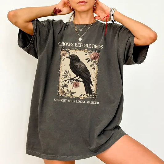 Vintage Feminist 90s Raven Comfort Colors Shirt, Vintage Raven Graphic Tee, Crow Lovers Unhinged Tees, Gothic Crows Before Bros Oversized T-shirt