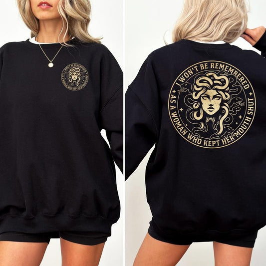 Vintage Feminist Sweatshirt, I Won't Be Remembered As A Woman Who Kept My Mouth Shut Crewneck, Women's Rights Long Sleeved Pullover