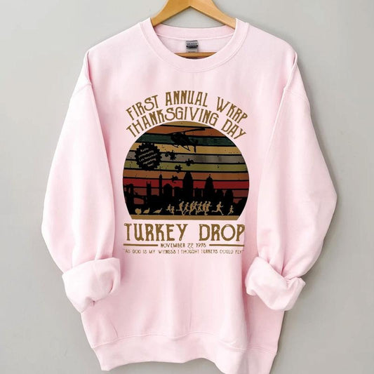 Vintage First Annual WKRP Thanksgiving Day Turkey Drop Sweatshirt Thanksgiving Day T-Shirt
