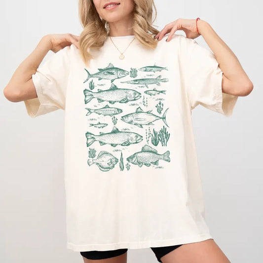 Vintage Fish Tattoo 90s Comfort Colors Shirt, Retro Fish Unisex Graphic Tee, Fishing Unhinged Tees, Fish Lover Unisex T-shirt