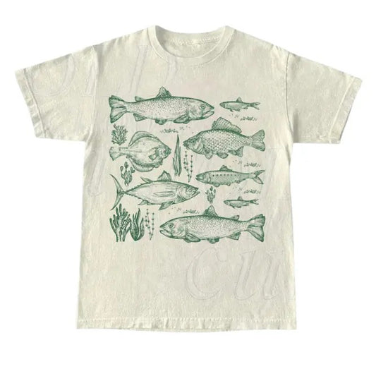 Vintage Fish Tattoo Style T-Shirt, Retro Fisher Shirt, Fish Shirt For Men, Bass T Shirt, Fisher Tee, Bass Lovers, Fisher Gifts, Ocean Shirt  Crewneck