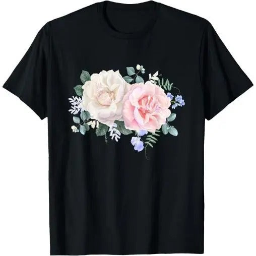 Vintage Flower Rose Floral Shirt - Pastel Flower Tee Rose T-Shirt Made in USA