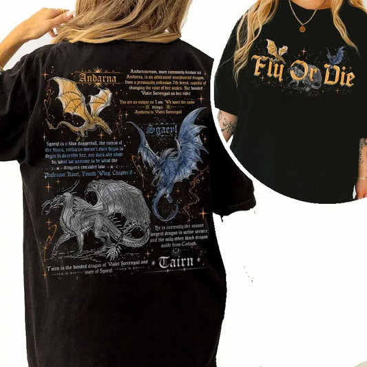 Vintage Fly or Die Shirt, Tairn Andarna Sgaeyl, Basgiath War College Shirt, Bookish Gift for Readers, Fourth Wing, Dragon Rider Shirt