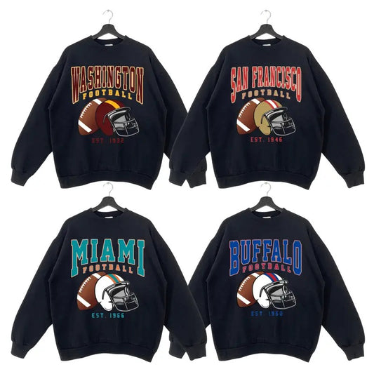 Vintage Football Big Words Logo Sweatshirt Black Color, Hometown Football Sweatshirt, Football Fan Gift